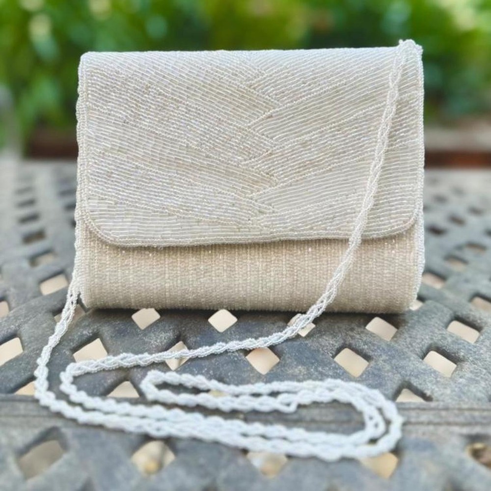 Vintage La Regale Beaded Bridal Crossbody Purse with Beaded Strap